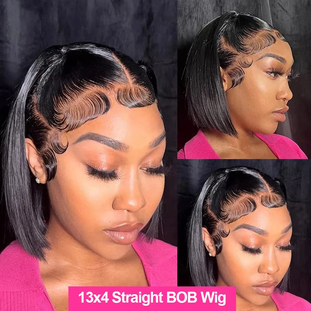 CEXXY Pre Plucked Short Bob Wig Bone Straight 13x4 13x6 Hd Lace Frontal Wig Pre Cut No Glue 7x5 Glueless Wig Ready Wear to Go