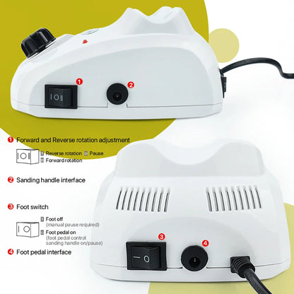 Electric Manicure Mill Cutter 65W Nail Drill Machine Professional Nail Art Tool 35000 RPM Pedicure Grinding Apparatus 208