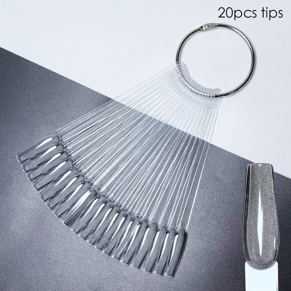 Nail Display Sticks Nail Swatch False Nail Tips Nail Gel Polish Practice Clear Natural Colors Display Board for Nail Art Tools