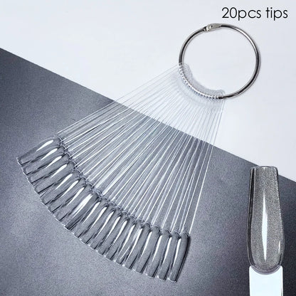 Nail Display Sticks Nail Swatch False Nail Tips Nail Gel Polish Practice Clear Natural Colors Display Board for Nail Art Tools