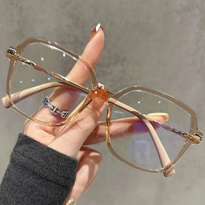 CLLOIO Premium Polygonal Customized Reading Glasses Women's Fashion Myopia Glasses Blue Light Blocking Prescription Eyeglasses