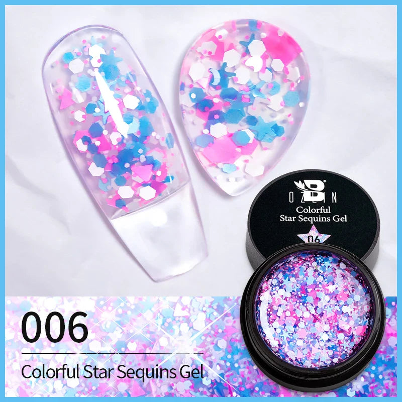 BOZLIN 5ml Sparkling Chameleon Mica Shell Gel Polish Colorful Sequins Manicure Semi Permanent Soak Off Nail Art Gel Varnish