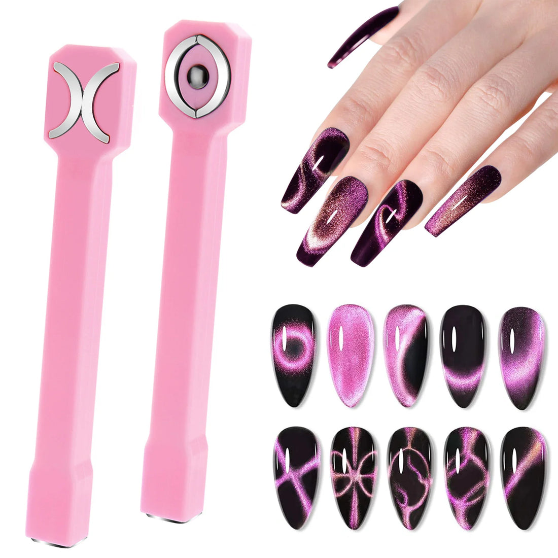 3 in 1 Nail Magnet Tool Strong Cat Eye Magnet for Nails Gel Polish,3 in 1 Cateye Magnetic Tool for Nail Art