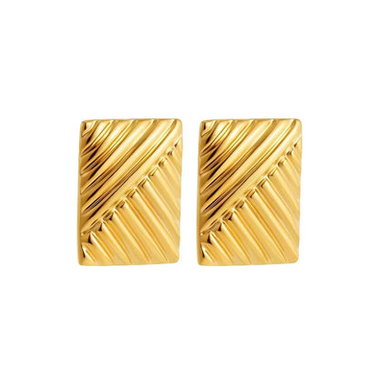 Trendy Stainless Steel Multilayer Circle Twist Knot Earrings for Women Texture Mixed Color Gold Plated Statement Earring Bijoux
