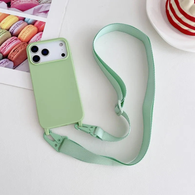Candy Strap Case For iPhone 17 Pro Max 16E 16 14 15 Plus 13 11 12 Air Crossbody Lanyard Cord Rope Soft Silicone Shockproof Cover