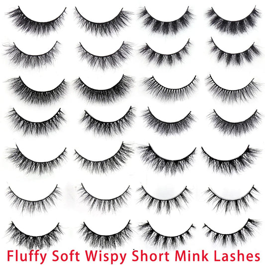 LEHUAMAO Mink Half Lashes Extension Natural Daily Reusable Short Strip Eye Lashes Mink Fluffy Soft Half False Eyelashes Make Up