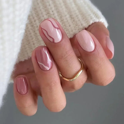 24Pcs Short Solid Color Wine Red Fake Nail Tips with Glue Glitter Square/round Head False Nails Wearable Ballet Press on Nails