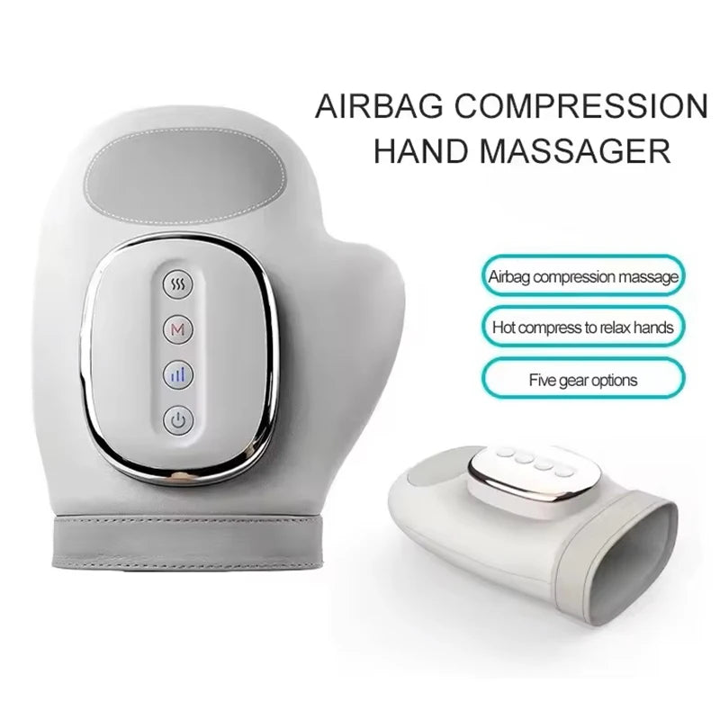 Hand Massager with Heat Compression Carpal Tunnel Wrist Finger Massagers Kneading Rollers Electric Portable Vibrating Gloves
