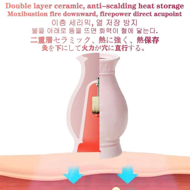 Ceramic Wormwood Stick Burner Face Lift Device Beauty Moxibustion Face Skin Facial Massager Moxa Therapy Heating Wrinkle Removal