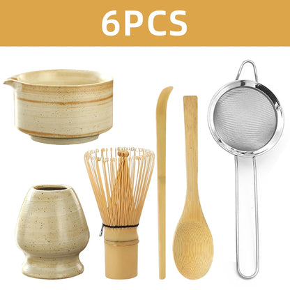 6PCS Japanese Matcha Tea Set Safe Bamboo Whisk Teaspoon Tea Sets Indoor Beverage Shop Tea-making Tools Accessories