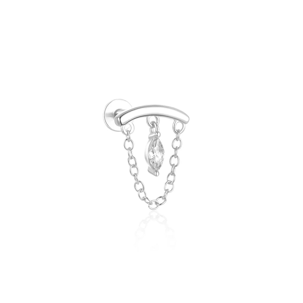 CANNER 1PC 925 Sterling Silver Horse Eye Chain Tassel Zircon Drop Earrings For Women Ins Minimalism Geometric Earrings Gift