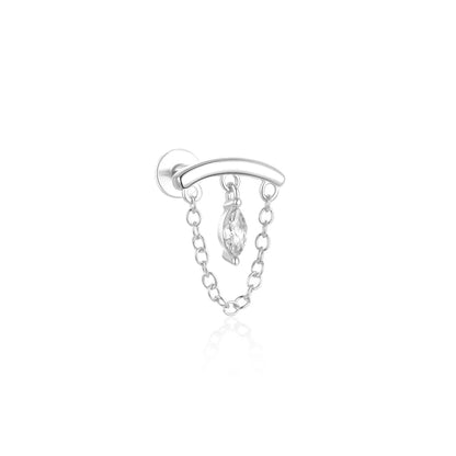 CANNER 1PC 925 Sterling Silver Horse Eye Chain Tassel Zircon Drop Earrings For Women Ins Minimalism Geometric Earrings Gift