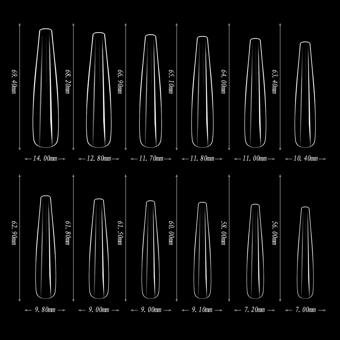5XL Soft Gel Tips Press On Nails Acrylic Half/Full Cover Fake Nails 180pcs Stiletto Coffin Ballet DIY Extension Nail Supplies