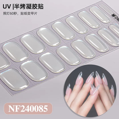 Semi-Cured Nail Wraps Autocollants Pour Ongles UV Adhesive Full Cover Stickers for Nails Lamp Need Press On Nails DIY Manicure