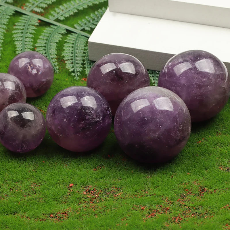 45mm Big Amethyst Massage Ball Natural Stone Cryatal Mineral Sphere  Hand Foot Massage Tool  Product Skin Care health Tool