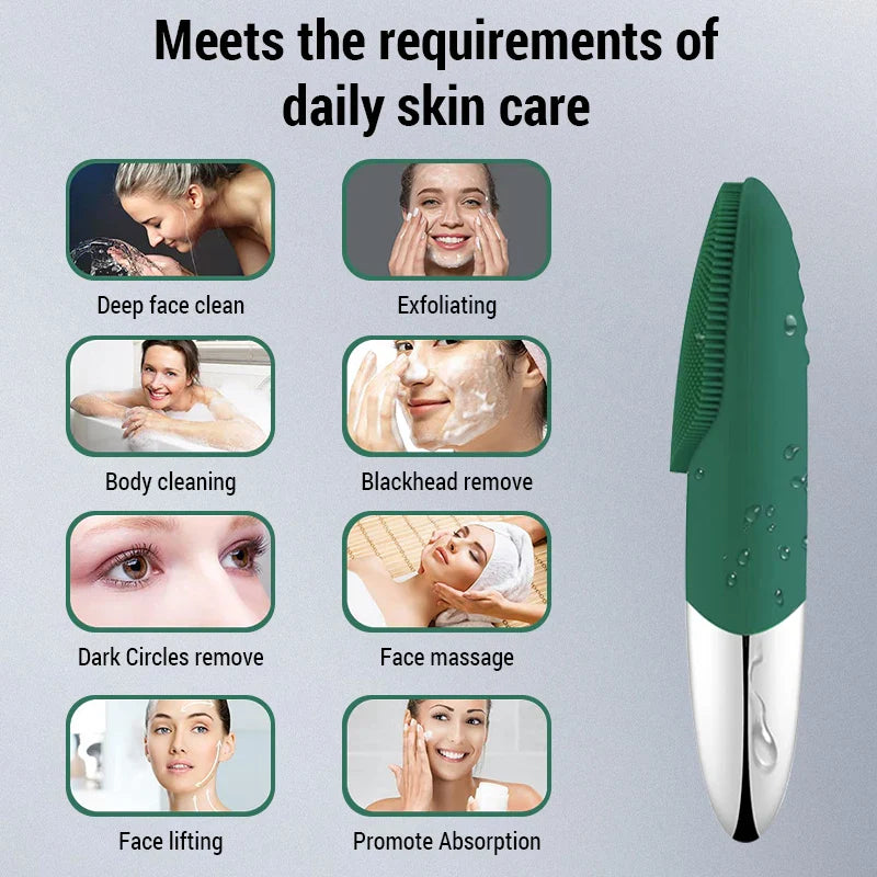 Electric Facial Cleansing Brush silicone IPX7 face massager facial cleanser sonic vibration cleaner deep hole face brush machine