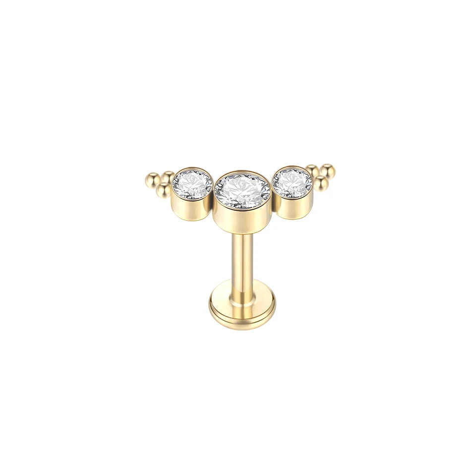 1Pc G23 Titanium Ear Tragus Cartilage Helix Daith Piercing Stud Earrings for Women Internal Thread Labret Piercing Lip Ring 16G