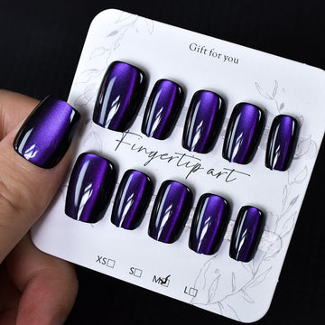 Press on nails 10 pieces charming cat eyes style square 3 sizes to choose from for women and girls