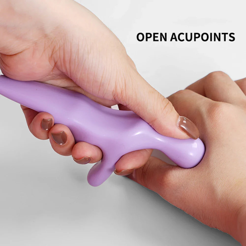 Purple T-Acupressure Massager Thumb Finger Press Trigger Point Relief Fatigue Full Body Deep Hand Held Reflexology Tool Relaxed