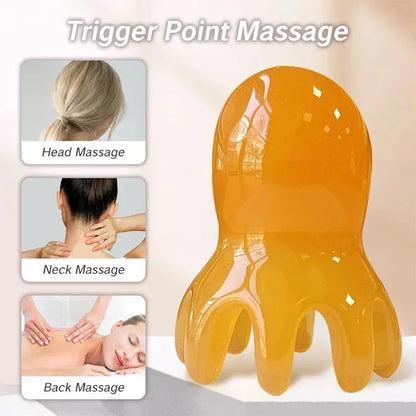 Ergonomic Octopus Head Resin Gua Sha Massager Portable Face Body Scalp Pressure Point Tool Spa Quality Home Travel Use