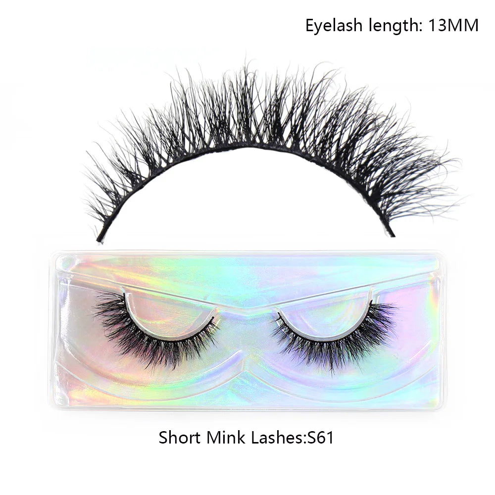 LEHUAMAO Makeup Mink Lashes 3D Short Mink Eyelashes Natural False Eyelashes Fluffy Mink Lashes Extension 12mm-15mm Eyelashes