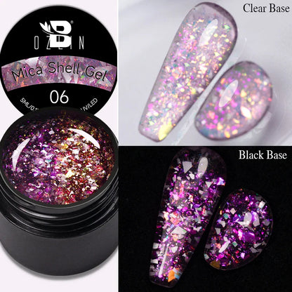BOZLIN 5ml Sparkling Chameleon Mica Shell Gel Polish Colorful Sequins Manicure Semi Permanent Soak Off Nail Art Gel Varnish