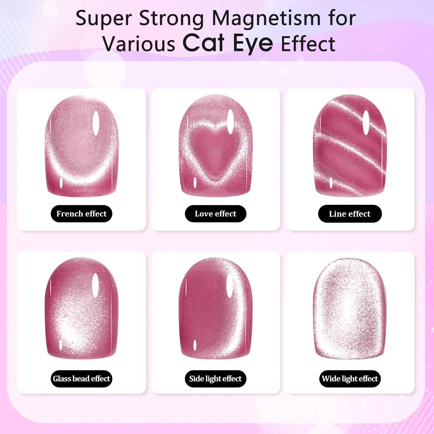 3 in 1 Nail Magnet Tool 3D Love Heart Cat Eye Nail Magnet Double Line Moon Snake Pattern French Nail UV Magnetic Stick Manicure