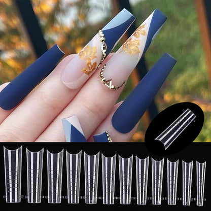 60Pcs/Bag Nail Forms For Nail Extension Half/Full Cover Nail Tips For Quick Building UV Gel Long Coffin False Tips Nail Forms