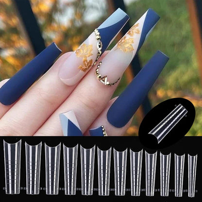 60Pcs/Bag Nail Forms For Nail Extension Half/Full Cover Nail Tips For Quick Building UV Gel Long Coffin False Tips Nail Forms