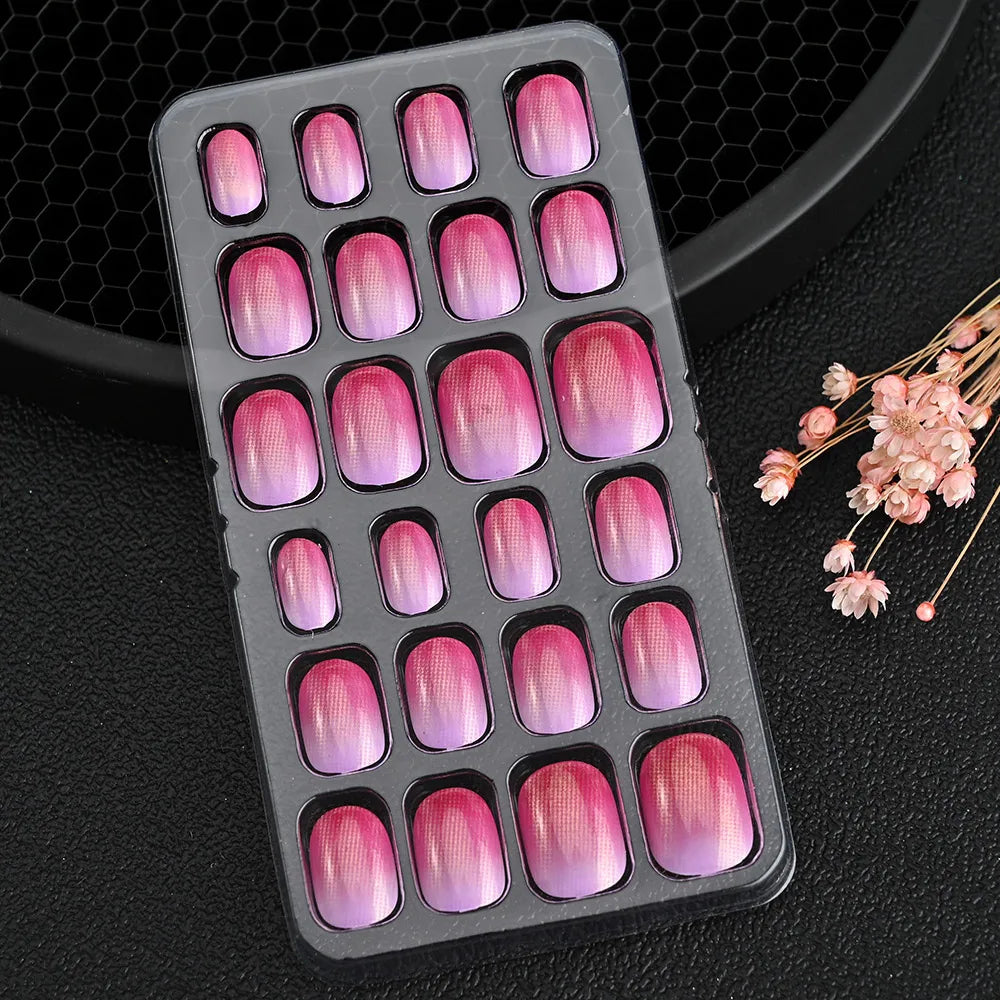 24Pcs/box Kids nails for Girl Cartoon Pattern False Nail Cute Child Fake Nails Tips Kawaii Acrylic Artificial Press on Nail+Tool