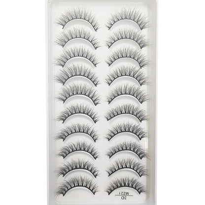 20 Style 10 Pairs Natural 3d Mink Lashes Soft False Eyelashes Cross Messy Dense Eye Lashes Extension Makeup Faux Cils Maquillaje