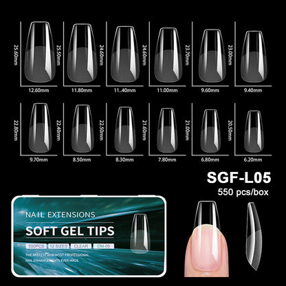 550pcs Soft Gel Nail Tips False Nails Tip Semi-matte Fingertip French Coffin Almond Capsules Full Cover Nails Extension Tools