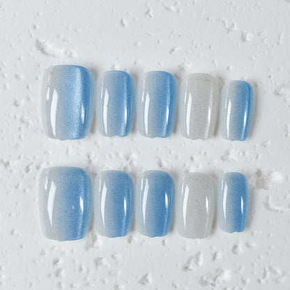 Press on nails 10 pieces charming cat eyes style square 3 sizes to choose from for women and girls