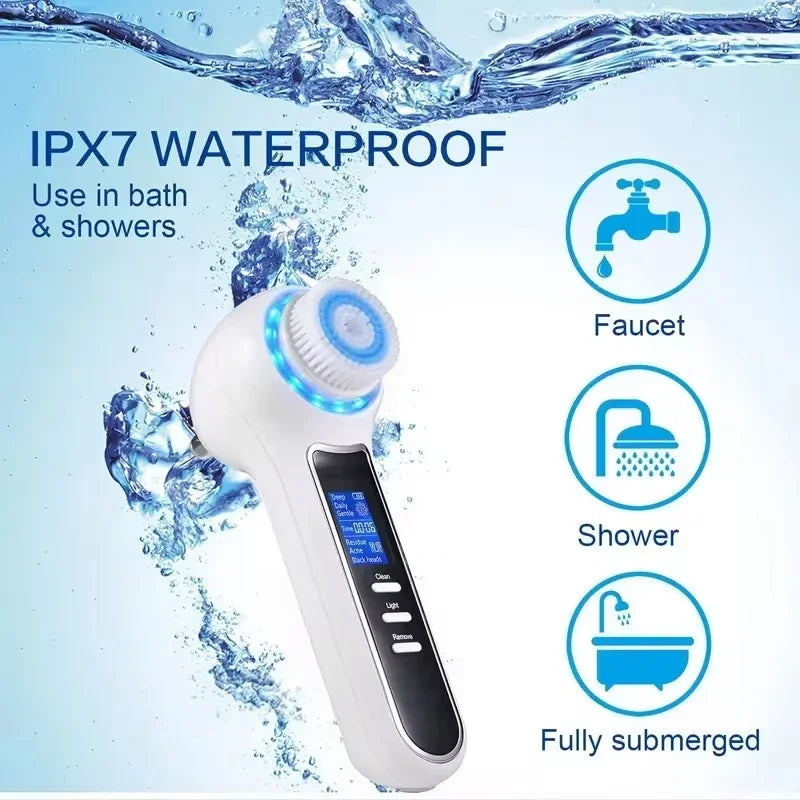 5 in 1 Electric Facial Cleansing Brush Blackhead Remover Vacuum With Rechargeable Face Spin Brush Facial Pore Deep Cleansing