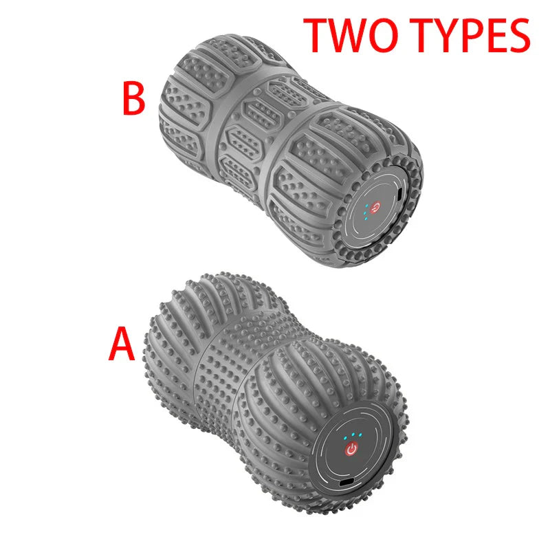 Electric Fascia Fitness Roller Peanut Ball Vibration Massage Shoulder Neck Waist Leg Muscles Relaxation Connect Bluetooth Music