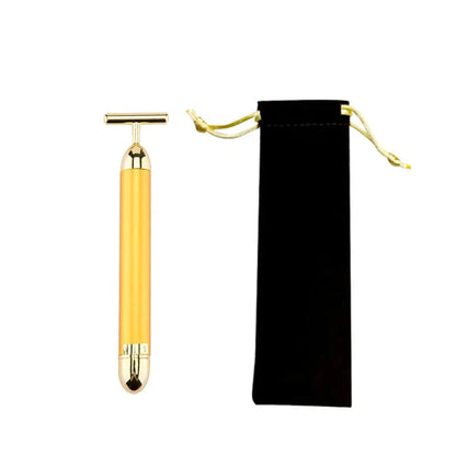 24K Gold T Beauty Roller Energy Roller Electric Face-lifting Facial Massage Beauty Tools Waterproof Vibrating Face Care Stick