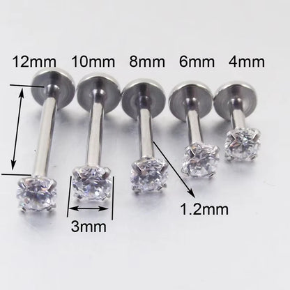 2PC Labret Tragus Stud Earrings 16G Surgical Stainless Steel CZ Crystal Monroe Helix Cartialge Conch Medusa Lip Body Piercing