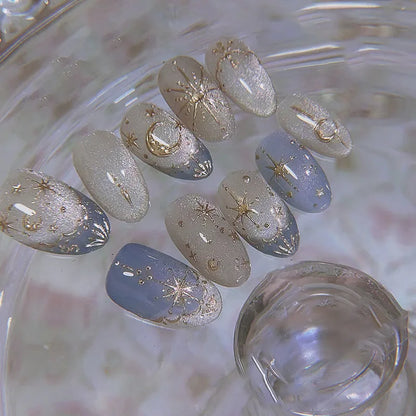 24Pcs Simple Glitter Almond False Nails with Glue Ballerina Nail Design Sweet Cool French Detachable Press on Nail Manicure Tips
