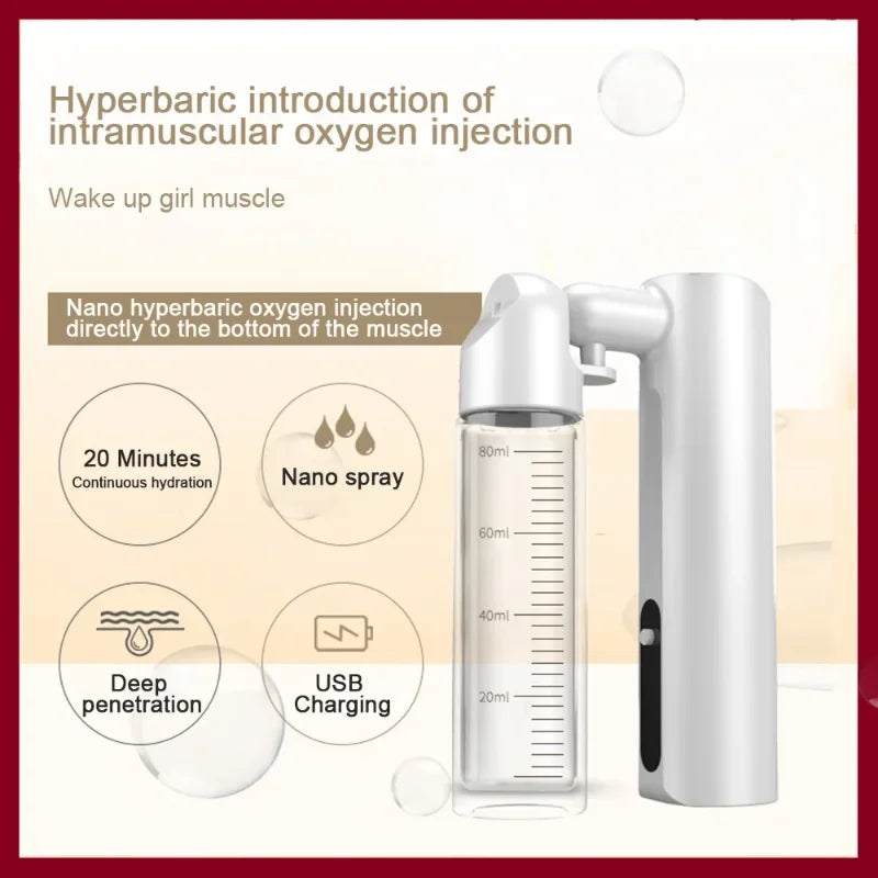 New 80ml Oxygen Injection Instrument Water Replenishing Spray Household Hand-held Face Cold Spray Humidifier Beauty Health