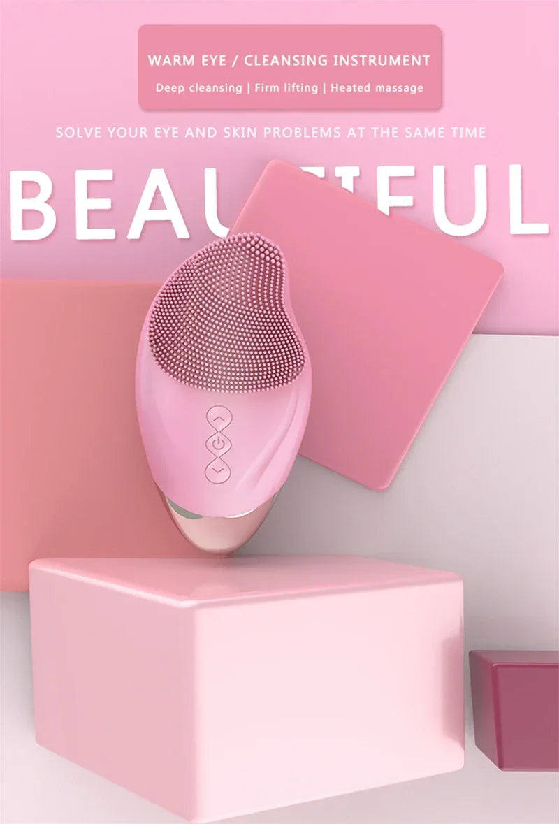 Rechargeable Silicone Facial Cleansing Brush Eye Massage Tool Face Cleaner Deep Cleaning Pore Skin Health Care Device Waterproof