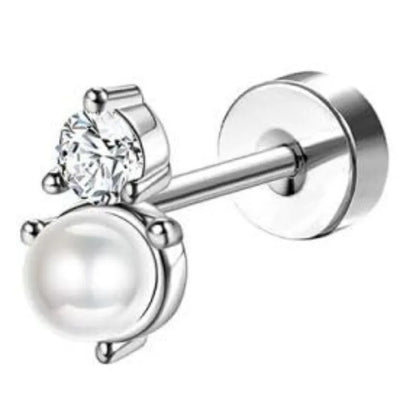 Bobisty 1pc Earrings for Sensitive Ears Surgical Stainless Steel Earrings for Women Dainty Flat Back Earring Stud Hoop Cartilage