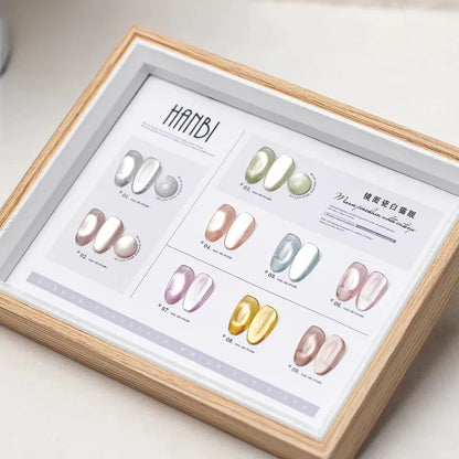 HANBI Mirror Face Cat Eye Set With Color Swatch Gel Nail Polish Magnet Gel Need Top Coat UV LED Gel Collection Nail Gel Kit