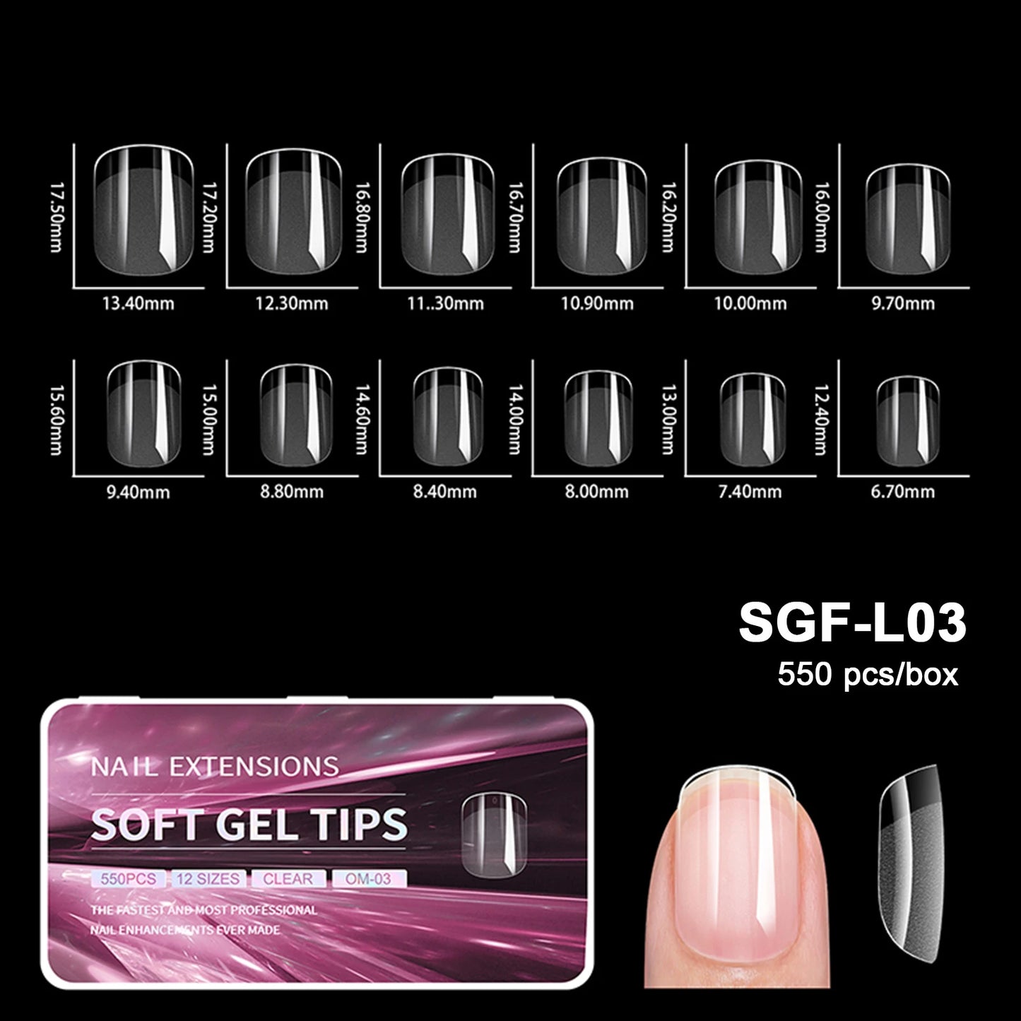 550pcs Soft Gel Nail Tips False Nails Tip Semi-matte Fingertip French Coffin Almond Capsules Full Cover Nails Extension Tools