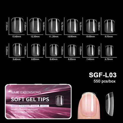 550pcs Soft Gel Nail Tips False Nails Tip Semi-matte Fingertip French Coffin Almond Capsules Full Cover Nails Extension Tools