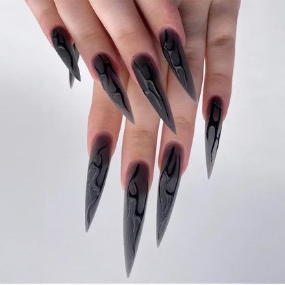 24pcs Blood Splatter Press-On Nails Set Almond-Shaped Long Length Glossy Finish Red and White Faux Nail Kit for Women Halloween