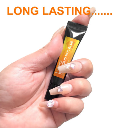 Quick-Dry Nail Glue，Semi solid Super Strong Adhesive For Press-On Nails，Rhinestones，Acrylic Nails，Fake Nail，No need UV/LED Cured