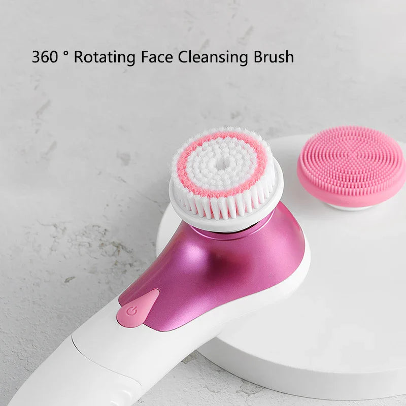 Double Headed Electric Facial Cleaning Brush for Pore Cleaning and Exfoliation IPX5 Waterproof 360 ° Rotation Face Clean Brush