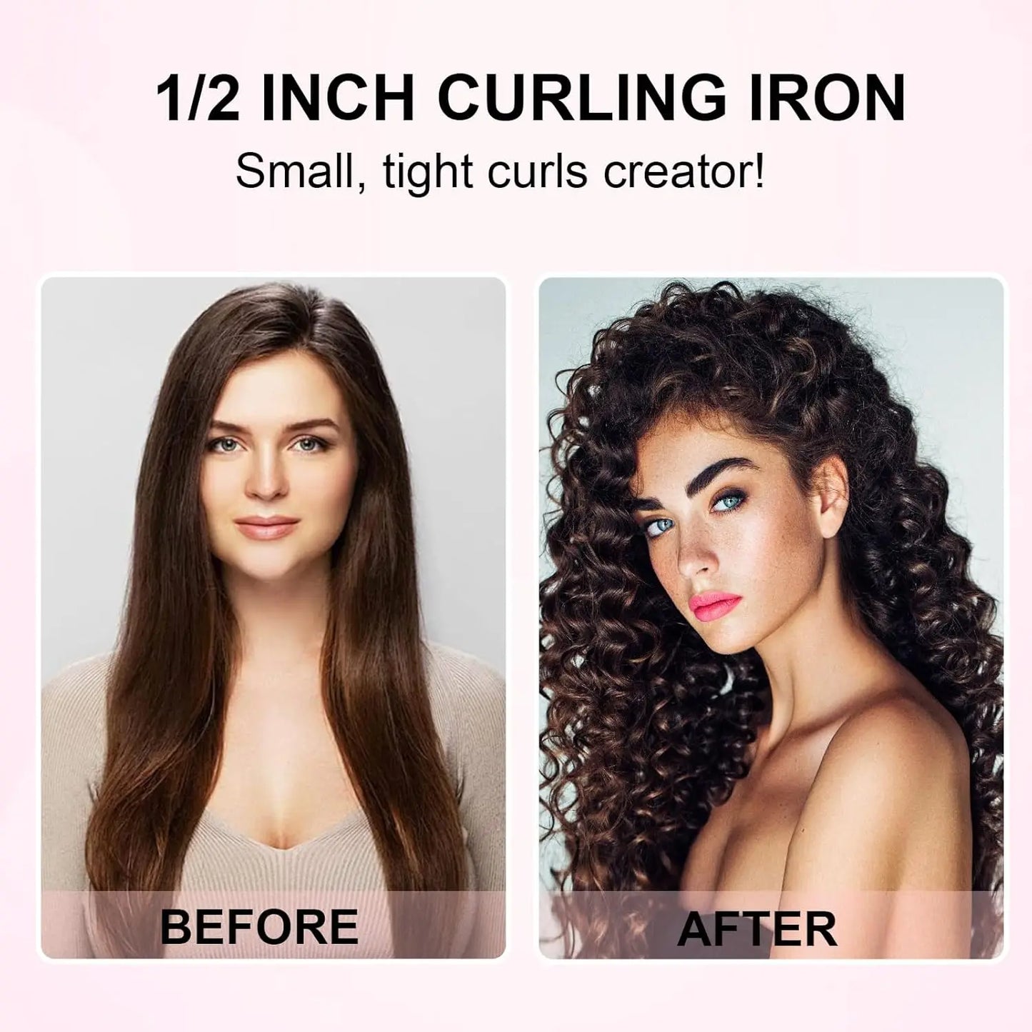 Professional 1/2 Inch Curling Iron,Curling Iron Wand with 2 Temperature, Include Heat Protective Glove & 2 Clips ﻿