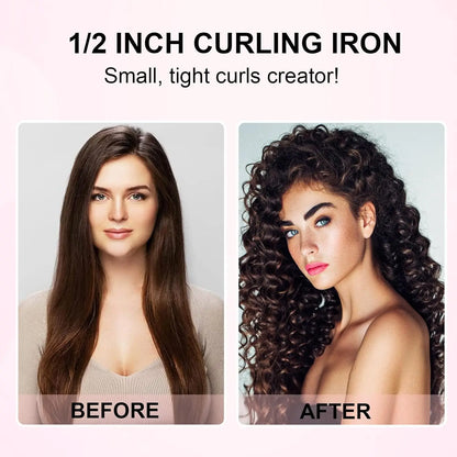 Professional 1/2 Inch Curling Iron,Curling Iron Wand with 2 Temperature, Include Heat Protective Glove & 2 Clips ﻿