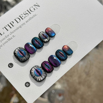10pcs Love Cat Eye Handmade Press on Nails Simple Fake Nails False Nails Short Artificial Nail Накладные Ногти Uñas Postizas 네일팁